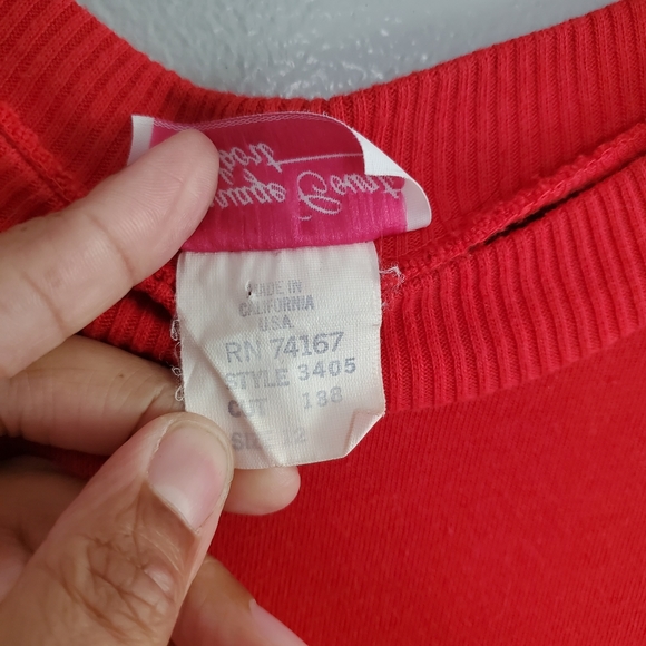 Vintage 1970s Red Carriage Court Sport Drop Waist MIdi Sweatshirt Dress Size 12 - Picture 4 of 9